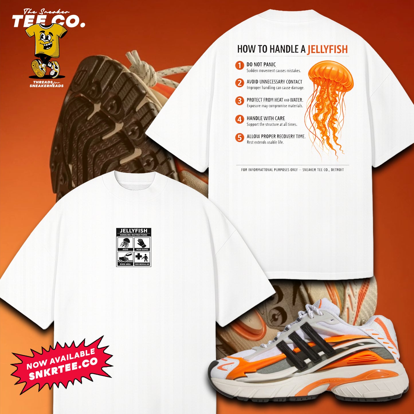Adidas x Pharrell Adistar Virginia - Jellyfish Orange "Handle with care" Tee